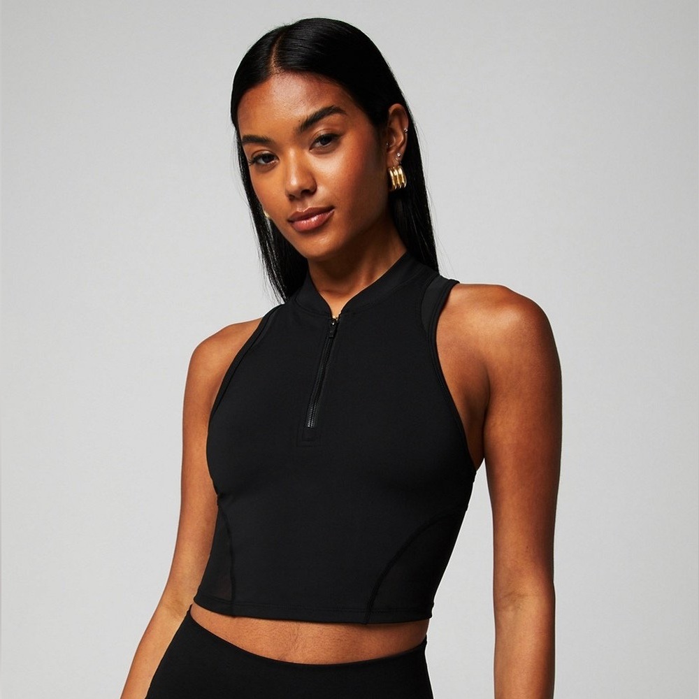 Fabletics Black Zip-Up Crop Top
